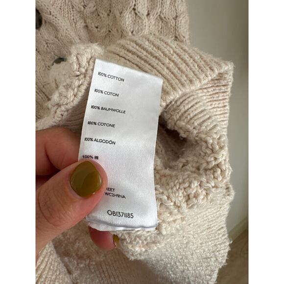 Anthropologie Pilcro Cable-Knit Oversized Slouchy Cardigan in Cream XXS - Picture 7 of 10